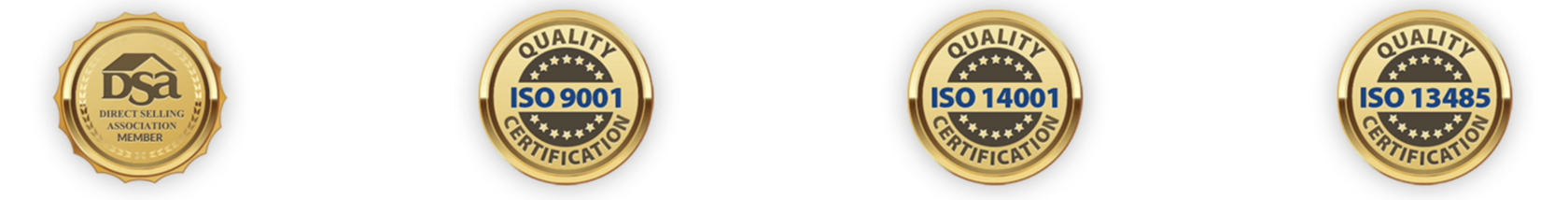 ISO 9001, ISO 14001, ISO 13485, Direct Selling Association member